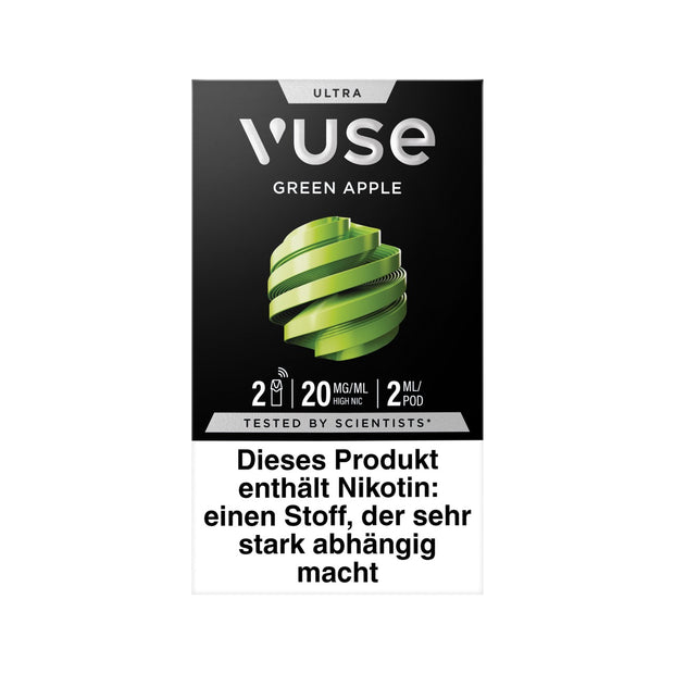 Vuse Ultra Pods Green Apple 20mg 2er Pack Frontansicht