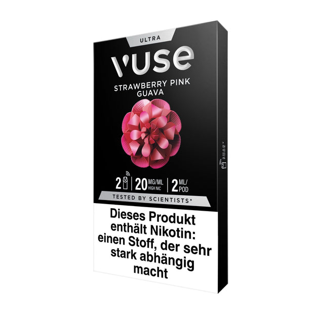 Vuse Ultra Pods Strawberry Pink Guava 20mg Packung seitlich