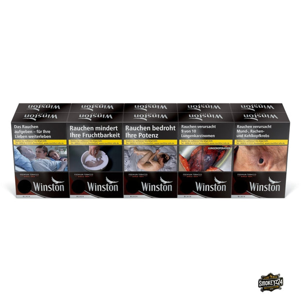 Stange Winston Black Zigaretten frontal, schwarz, 10x24 Stück