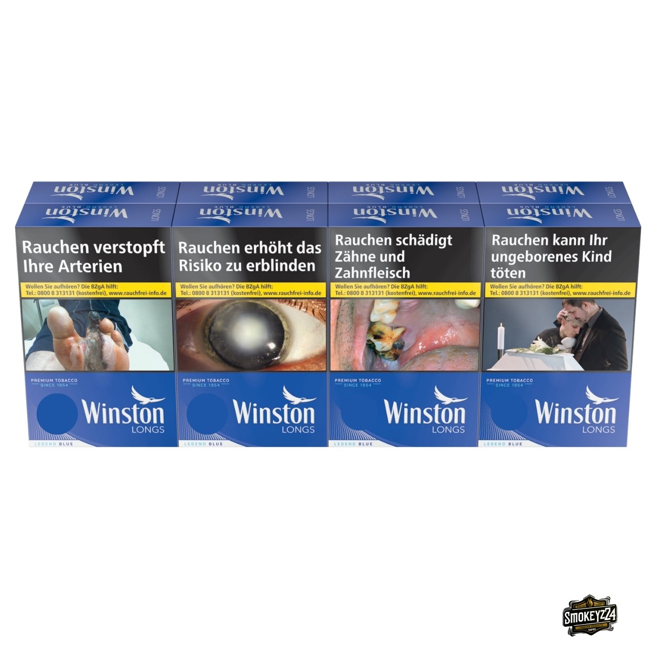Winston Blue Longs Zigaretten Stange 8x28 Stück in blauer Gebindedarstellung