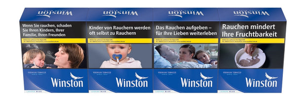 Stange Winston Blue Zigaretten 4x41 Stück frontal im blauen Design