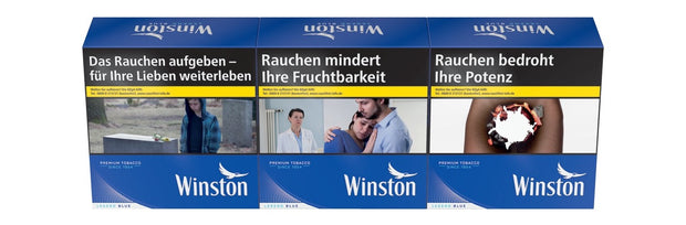 Winston Blue Zigaretten Stange 3x58 Stück, frontal im blauen Design