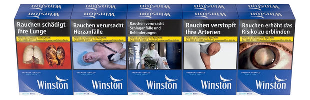 Stange Winston Blue Zigaretten frontal, blaues Design, 10x20 Stück