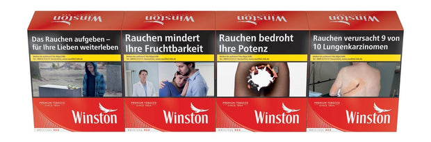 Winston Red Zigaretten Stange 4x41 Stück, rote Vorratspackung, frontal fotografiert
