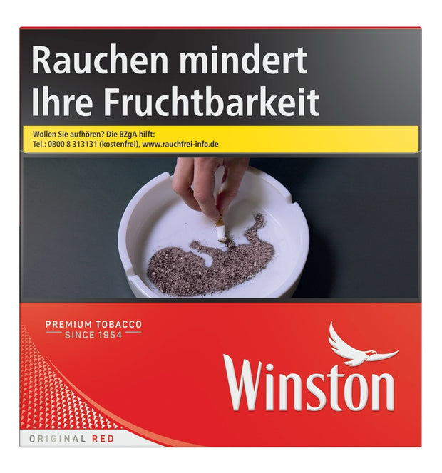 Winston Red Zigarettenschachtel 58 Stück, klassisches rotes Design, frontal