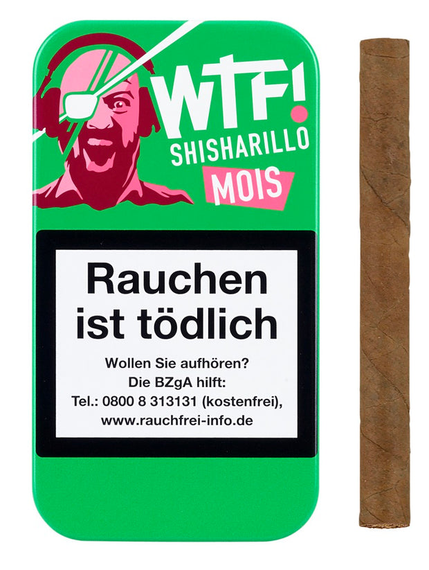 Geschlossene WTF! Shisharillo Mois 5er Box in Grün mit einem Shisharillo daneben