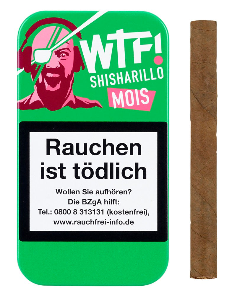 Geschlossene WTF! Shisharillo Mois 5er Box in Grün mit einem Shisharillo daneben
