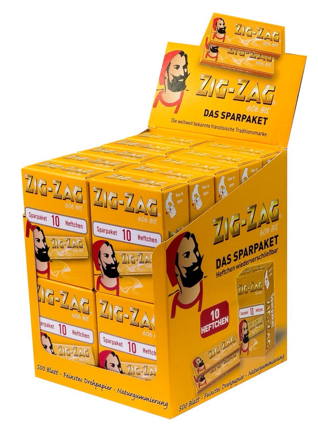 Zig-Zag Papier Sparpack 20x10x50 Blatt, Großkarton Vorratspack, Zigarettenpapier für Selbstdreher, Naturgummierung