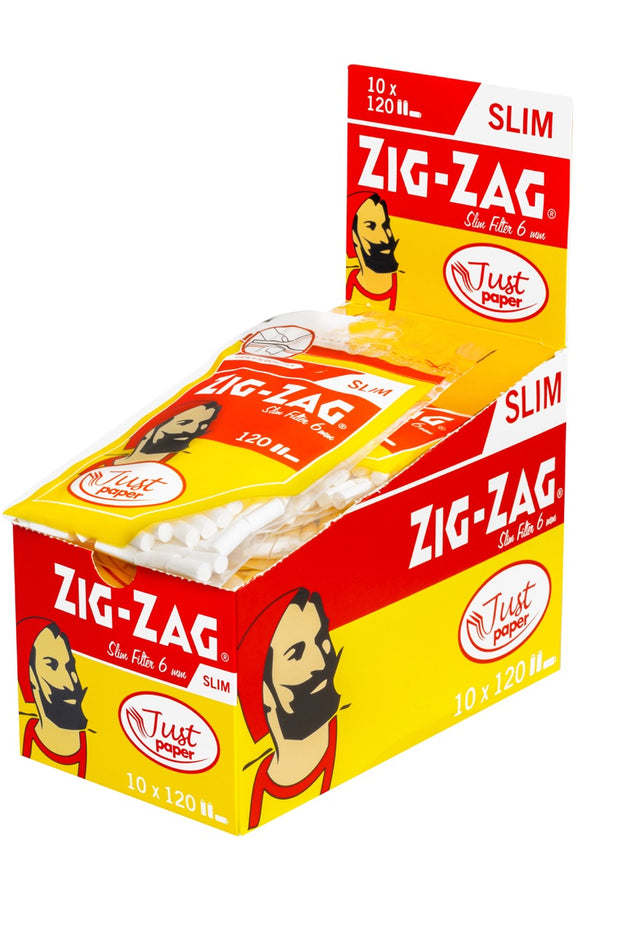 Zig-Zag Just Paper Slim Filter 6mm, 10x120er Beutel, plastikfreie Papierfilter im Vorratspack, umweltfreundlich