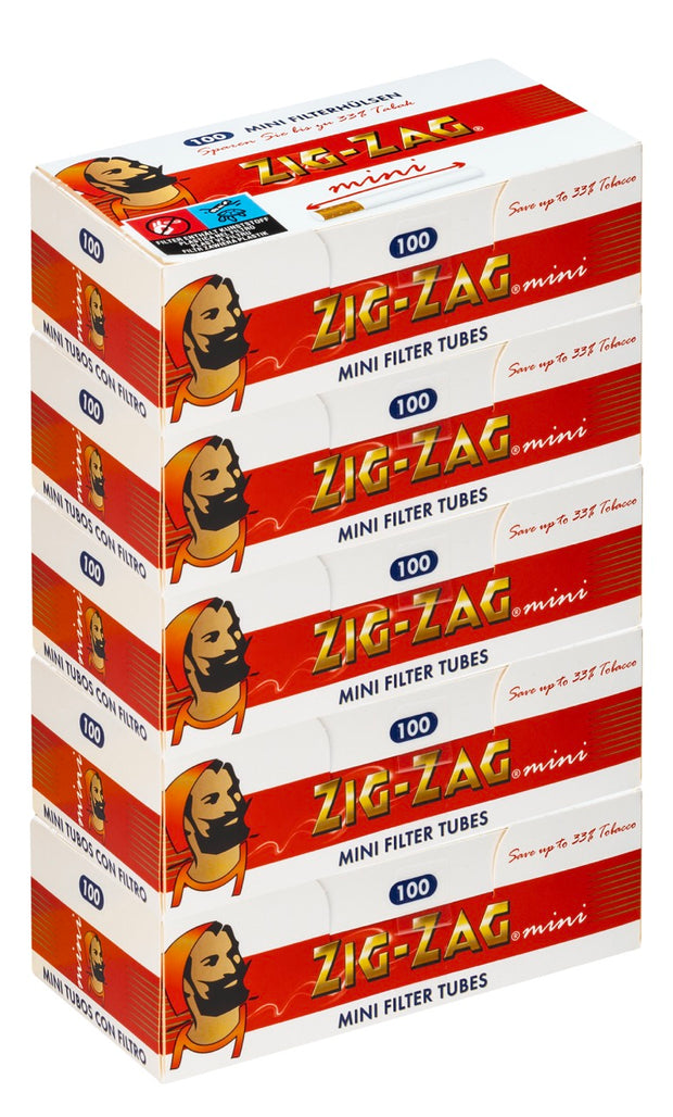 Zig-Zag Mini Filterhülsen 5x100 Sparpaket, Vorteilspack für Zig-Zag Mini Stopfer, Tabakersparnis bis 33 Prozent