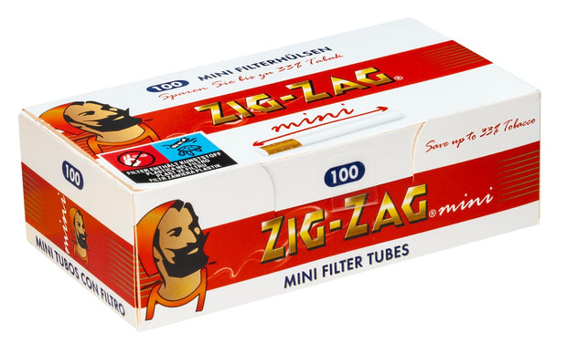 Zig-Zag Mini Filterhülsen 100 Stück, Dispenserbox für Tabakersparnis, geeignet für Zig-Zag Mini Stopfer