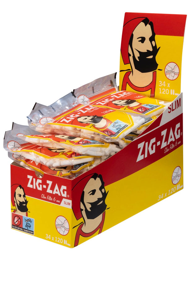 Zig-Zag 6mm Slim Filter Sparpaket, 34 wiederverschließbare Beutel à 120 Filter im Vorratskarton