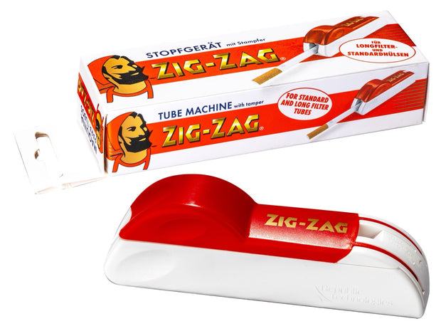 Zig-Zag Stopfer Universal Stopfmaschine für Standard- und Longfilter-Hülsen, inklusive Stampfer und Ersatzspitze mit Verpackung