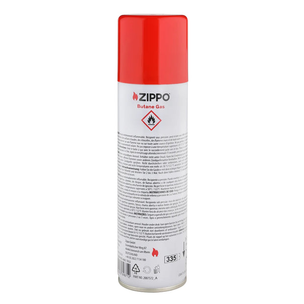 Zippo Butane Gas 250ml, Nachfüllflasche, Rückseite